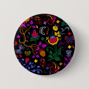 Bóton Redondo 5.08cm Padrão floral colorido fofo