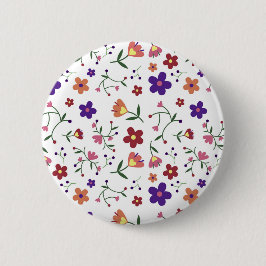 Bóton Redondo 5.08cm Padrão Floral Desenhado À Mão