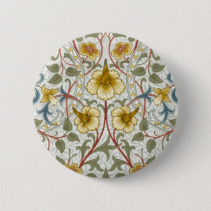 Bóton Redondo 5.08cm Padrão Floral Narciso William Morris