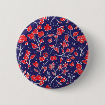 Padrão Floral Vermelho e Azul