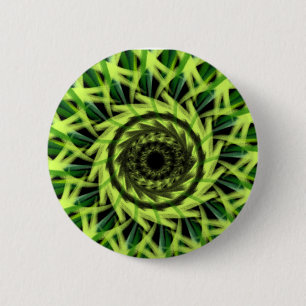 Bóton Redondo 5.08cm Padrão Geométrico Abstrato Vórtice Hipnótico Verde