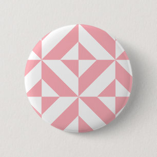 Bóton Redondo 5.08cm Padrão Geométrico de Deco Cube, de Melão Rosa