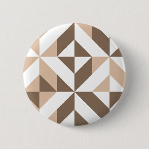 Bóton Redondo 5.08cm Padrão Geométrico do Cubo Castanho Beige