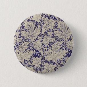 Bóton Redondo 5.08cm Padrão Wallflower Azul Antigo de William Morris