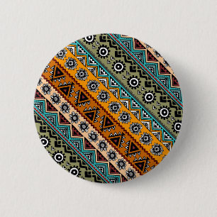 Bóton Redondo 5.08cm Padrões étnicos coloridos de design azteca