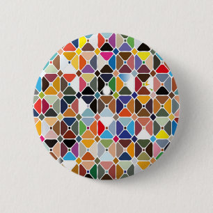Bóton Redondo 5.08cm Padrões geométricos multicolores com formas de o