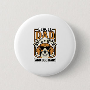 Bóton Redondo 5.08cm Pai Beagle Energizado por Café e Camisa de Cabelo
