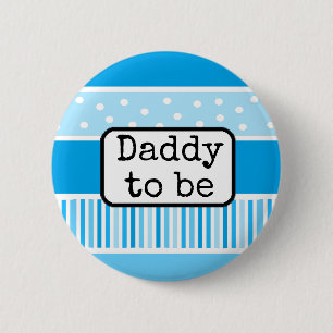 Bóton Redondo 5.08cm Pai Bolinhas azul a ser o botão Chá de fraldas