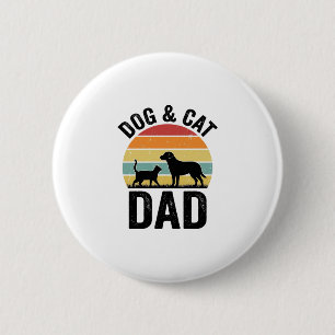 Bóton Redondo 5.08cm Pai de Cachorro e Gato Camisa Vintage de Design de