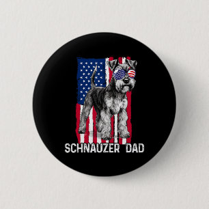Bóton Redondo 5.08cm Pai Gift Mini Schnauzer Usa Flag 4th O