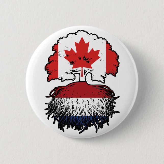 Bóton Redondo 5.08cm Países Baixos, Canadá, Canadá, Tree Roots Flag (Frente)
