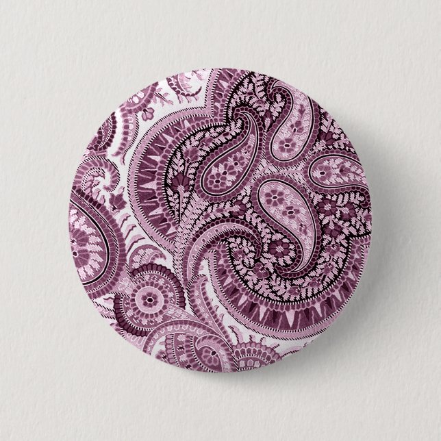 Bóton Redondo 5.08cm Paisley cor-de-rosa (Frente)