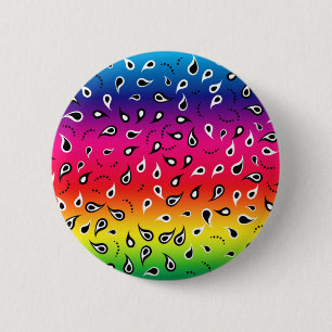 Bóton Redondo 5.08cm Paisley Rainbow
