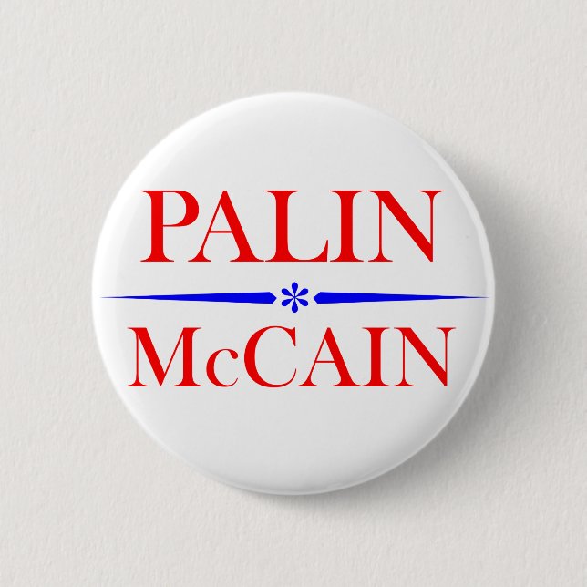 Bóton Redondo 5.08cm Palin Mccain (Frente)