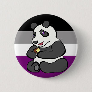 Bóton Redondo 5.08cm Panda assexuada que come o bolo