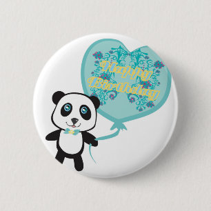 Bóton Redondo 5.08cm Panda bonito com crachá do balão