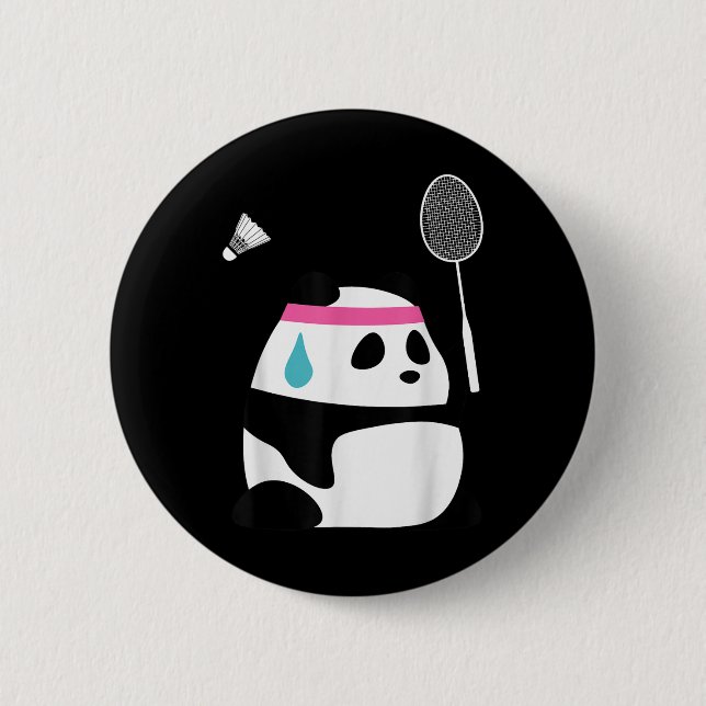 Bóton Redondo 5.08cm Panda de Badminton Esgotado - Ani de Peteca Engraç (Frente)