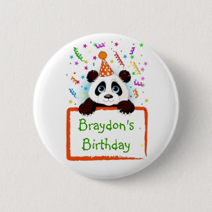 Bóton Redondo 5.08cm Panda do aniversário
