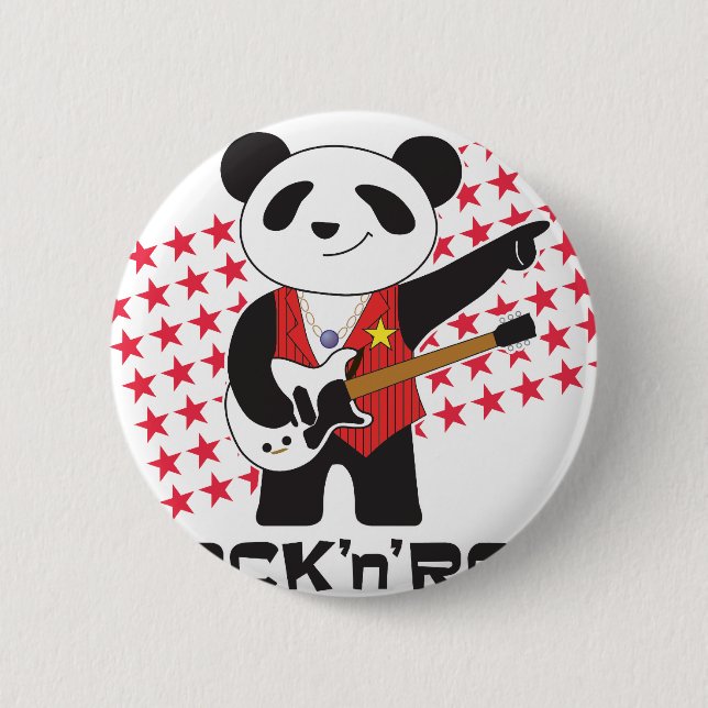 Bóton Redondo 5.08cm PANDA do rock and roll (Frente)