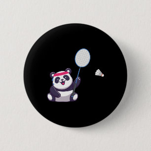 Bóton Redondo 5.08cm Panda Jogando Badminton Engraçado Treinador De Esp