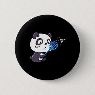 Bóton Redondo 5.08cm Panda Jogando Badminton Ficando Suado I Panda Bea