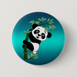 Bóton Redondo 5.08cm Panda no bambu