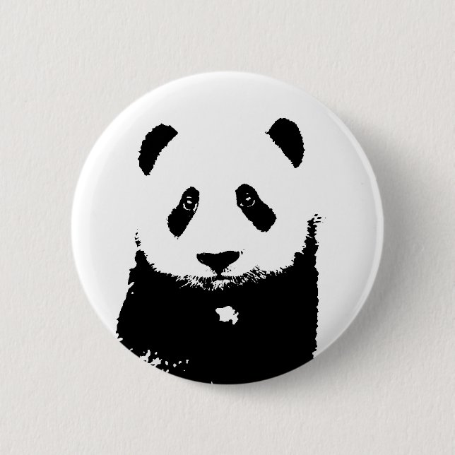 Bóton Redondo 5.08cm Panda Preta e Branca (Frente)