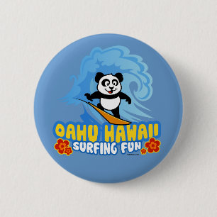 Bóton Redondo 5.08cm Panda surfando de Oahu
