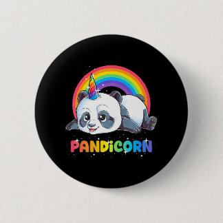 Bóton Redondo 5.08cm Panda Unicorn Pandicorn Girls Rainbow Pandacorn