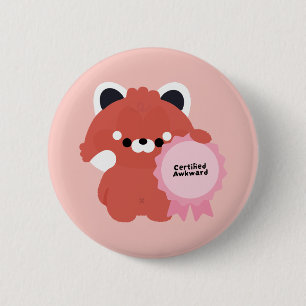 Bóton Redondo 5.08cm Panda Vermelho Desajeitado Certificado