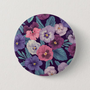 Bóton Redondo 5.08cm Pansias coloridas em violeta profunda