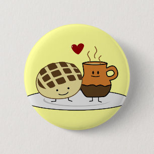 Bóton Redondo 5.08cm Pão doce, chocolate quente, pancadas mexicanas