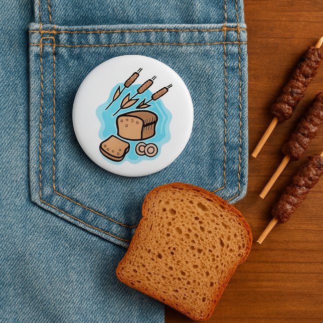 Bóton Redondo 5.08cm Pão Integral Rústico Comida de Casa de Campo (Criador carregado)