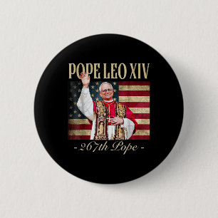 Bóton Redondo 5.08cm Papa Americano Leo Xiv 267.º Estado Unidos Bandeir