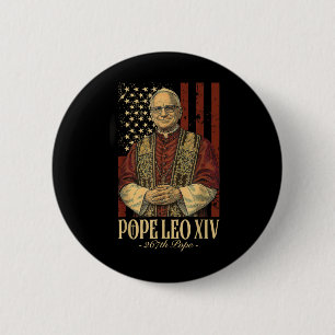 Bóton Redondo 5.08cm Papa Leo E América O Papa Leo Xiv Dos Eua