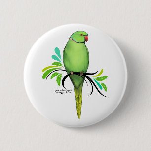 Bóton Redondo 5.08cm Papagaio-do-pescoço-verde-indiano