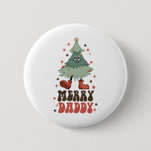 Bóton Redondo 5.08cm Papai Alegre Árvore de Natal Retro Cara Groovy Cor