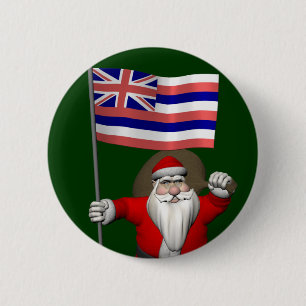 Bóton Redondo 5.08cm Papai Noel Com Alferes Do Havaí
