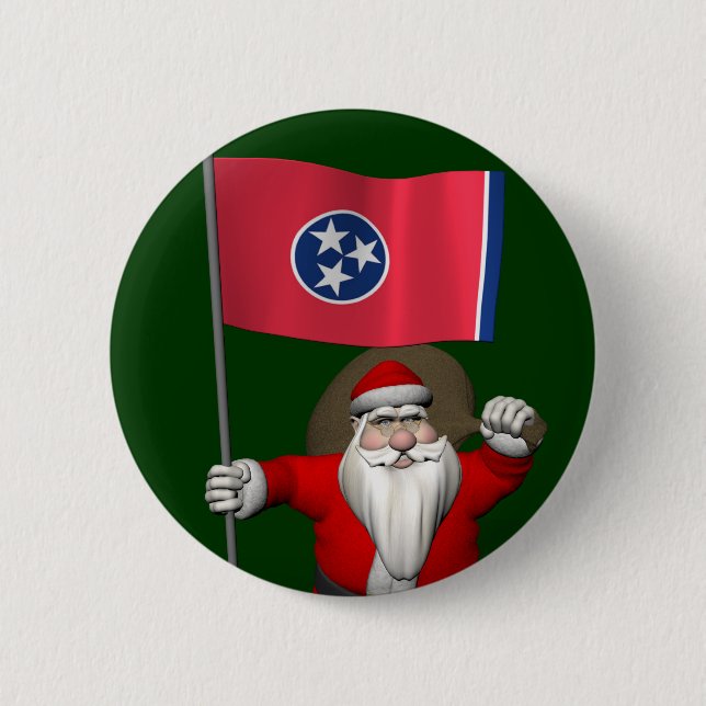Bóton Redondo 5.08cm Papai Noel Com Alferes Do Tennessee (Frente)