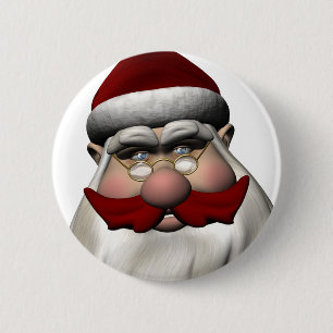 Bóton Redondo 5.08cm Papai Noel com bigode vermelho