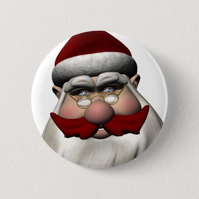 Bóton Redondo 5.08cm Papai Noel com bigode vermelho (Frente)