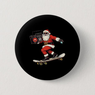 Bóton Redondo 5.08cm Papai Noel de Hip Hop de Natal Patinando Com B