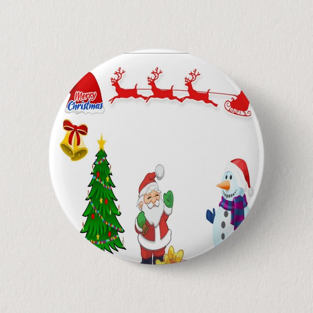 Bóton Redondo 5.08cm Papai noel de renas (Frente)