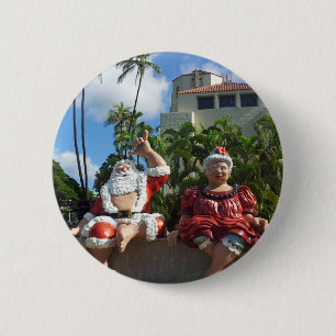 Bóton Redondo 5.08cm Papai Noel em Havaí