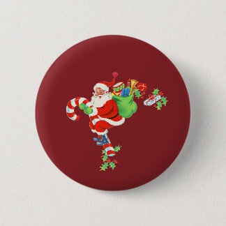 Bóton Redondo 5.08cm Papai Noel montado em um bastão de doce