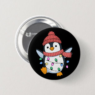 Bóton Redondo 5.08cm Papai Noel Pinguim Luzes Natal Pinguins Xmas