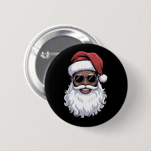 Bóton Redondo 5.08cm Papai Noel Preto Xmas Papai Noel Afro Americano Ne