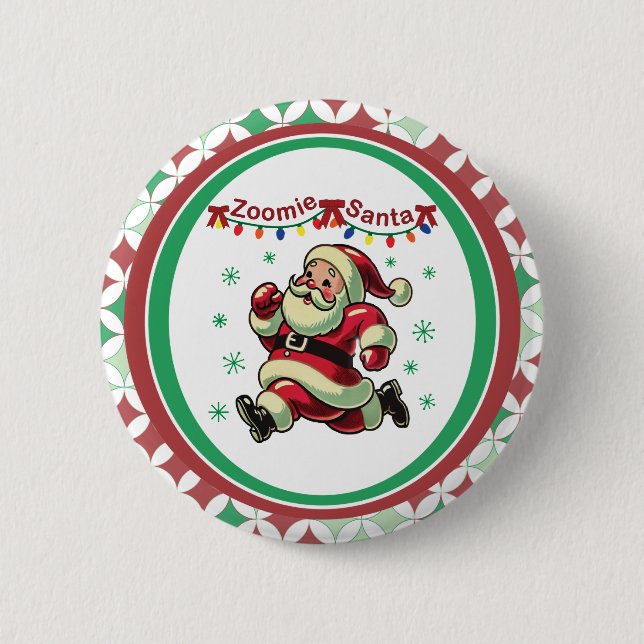 Bóton Redondo 5.08cm Papai Noel Zoomie Natal (Frente)