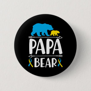 Bóton Redondo 5.08cm Papai Urso Conscientização da Síndrome de Down Pai