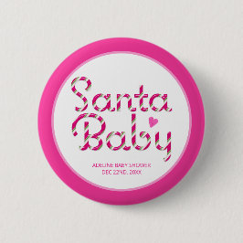Bóton Redondo 5.08cm Papais noeis Botão Chá de fraldas Feriado Rosa Beb